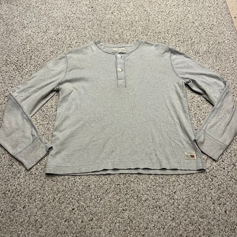 Denim & Supply Ralph Lauren Long Sleeve Mens Henley Tee XL Gray Preppy Casual